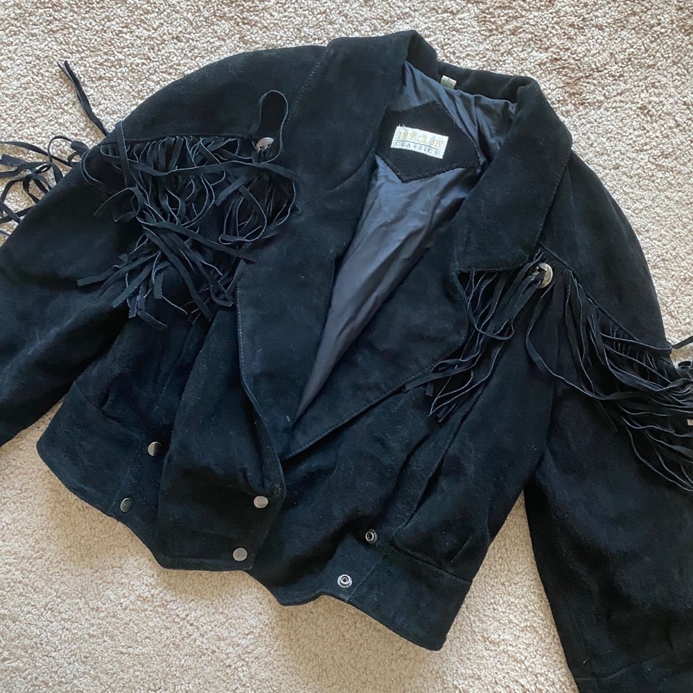 Vintage Fringe Suede LEATHER Jacket
